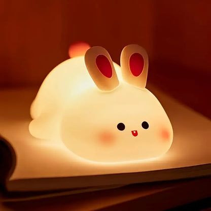 Touch-Activated LED Lamp with USB Rechargeable Battery, Adorable Silicone Design for Bedroom Decor