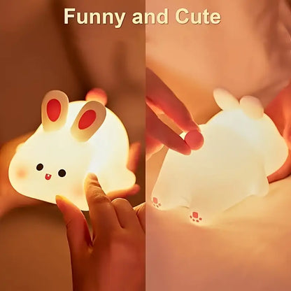 Touch-Activated LED Lamp with USB Rechargeable Battery, Adorable Silicone Design for Bedroom Decor