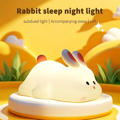 Touch-Activated LED Lamp with USB Rechargeable Battery, Adorable Silicone Design for Bedroom Decor