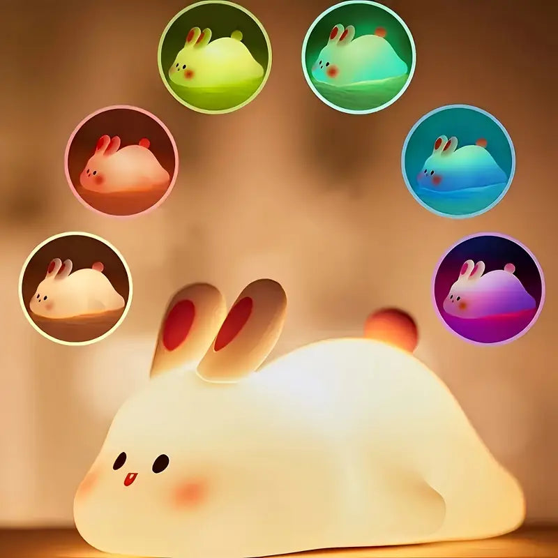 Touch-Activated LED Lamp with USB Rechargeable Battery, Adorable Silicone Design for Bedroom Decor