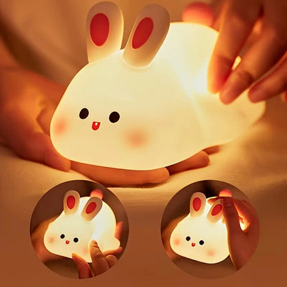 Touch-Activated LED Lamp with USB Rechargeable Battery, Adorable Silicone Design for Bedroom Decor