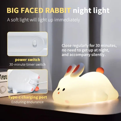 Touch-Activated LED Lamp with USB Rechargeable Battery, Adorable Silicone Design for Bedroom Decor