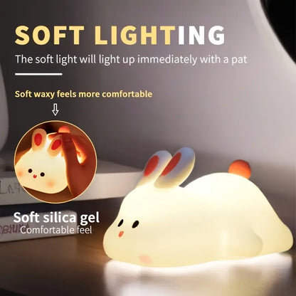 Touch-Activated LED Lamp with USB Rechargeable Battery, Adorable Silicone Design for Bedroom Decor